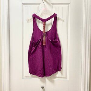 Roxy Boho Beaded Racerback Tank Magenta – S
